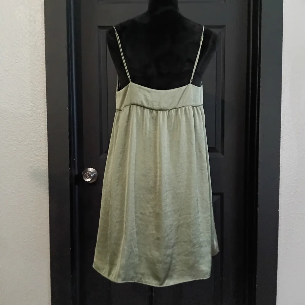 Wilfred x Aritzia Sz. M Bosana Green Lover Satin Babydoll Mini Dress